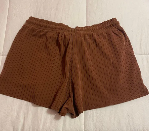 Brown Ribbed Shorts Size M - Image 2