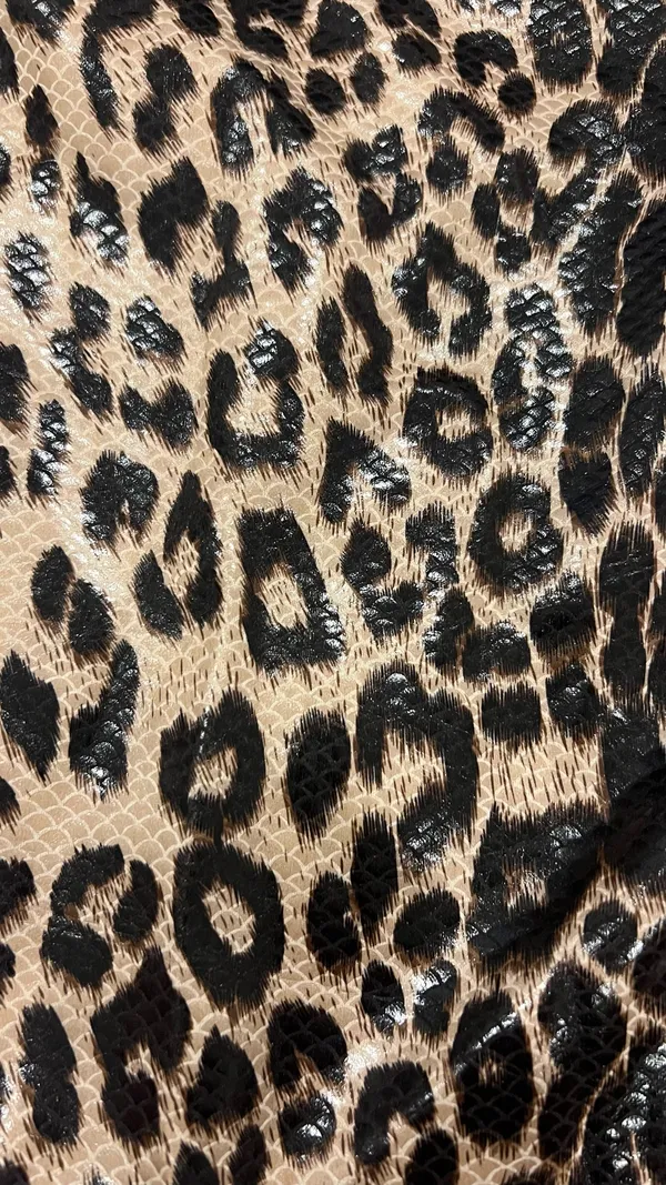 Blue Blush Mini Leather Cheetah Skirt - Image 4