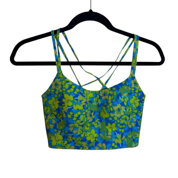 NWT Offline By Aerie Elite Blue Floral Real Me Xtra Hold Up Strappy Sports Bra - Image 3