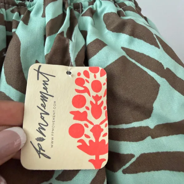 FP Movement L Mint‎ Brown Shorts Ruffle Layered Abstract Zebra Print NWT - Image 5