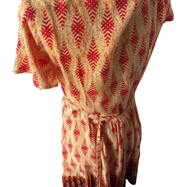 Zesica multicoloured wrap dress with V-neck and short sleeves - Image 6