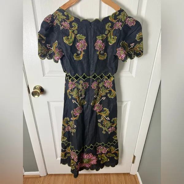 Farm Rio Black Ravenala Short Sleeve Maxi Dress XS - Image 9