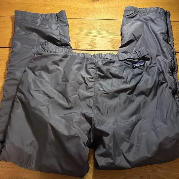 Patagonia gray windbreaker fleece lined zipper pants snow large - Image 9