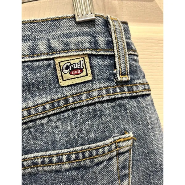 VTG Cruel Girl Relaxed Fit Jeans Womens 19 Long High Rise Blue Medium Wash Denim - Image 8