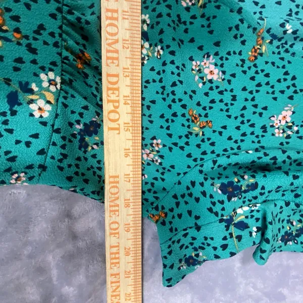 Bebop Floral Midi Dress‎ L XL Flutter Sleeve Babydoll Cottagecore Smocked Green - Image 16