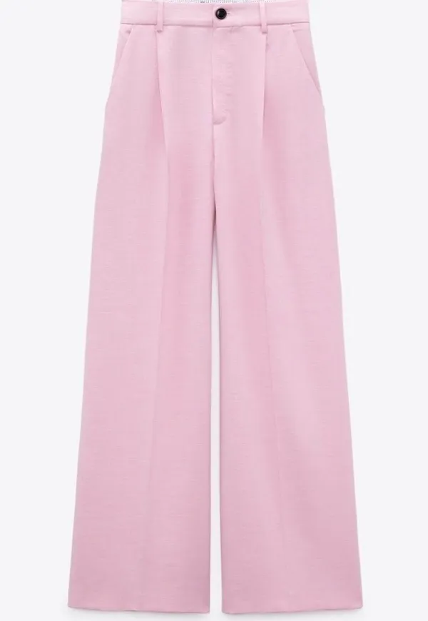 ZARA NWT Pink High-waisted WIDE LEG MENSWEAR STYLE PANTS. - Image 6