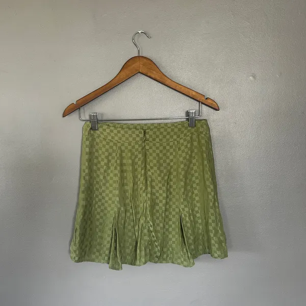 Le Lis Sage Green Checker Print Mini Skirt Size Medium Y2K Coquette - Image 2