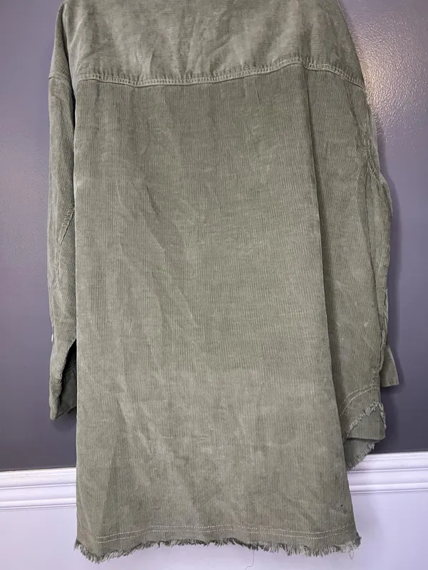 OFFLINE By Aerie Jacket Womens XL Green Corduroy 1/2 Zip Long Shacket Oversized - Image 7