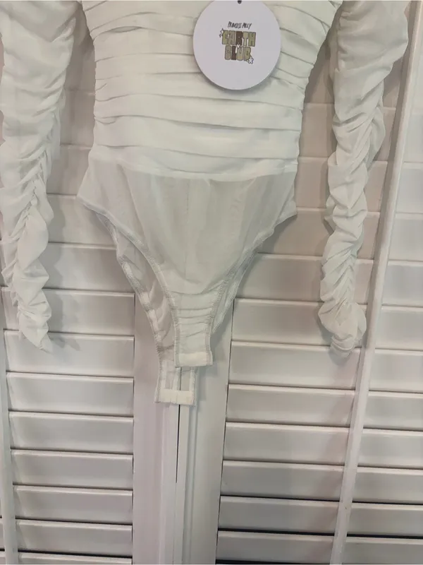 Princess Polly White‎ Mesh Bodysuit Size 4 - Image 5