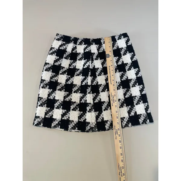 LOFT Skirt Black White Houndstooth Fully Lined Mini Size 4 - Image 3