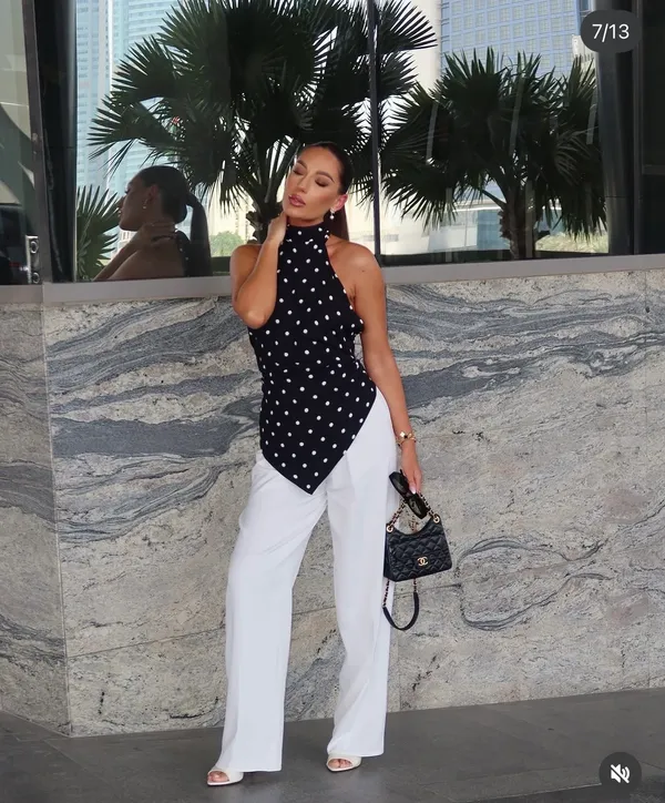 Zara Black Polka Dot Halter Top with Pointed Hem - Image 3