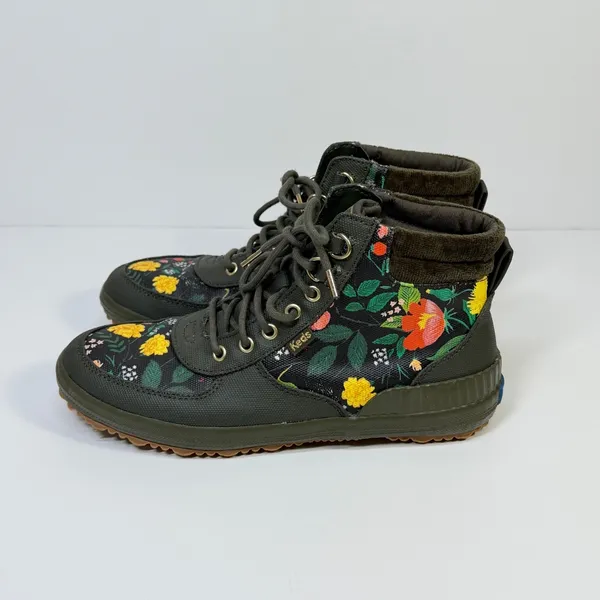 Keds x Rifle Paper Co Scout Boot Olive Floral Lace Up Ankle Boots Sz 7 Gorpcore - Image 2