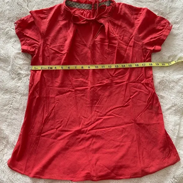 Women’s Burberry London Blue Label Japan Coral Eyelet Red Prairie Blouse 38 - Image 4