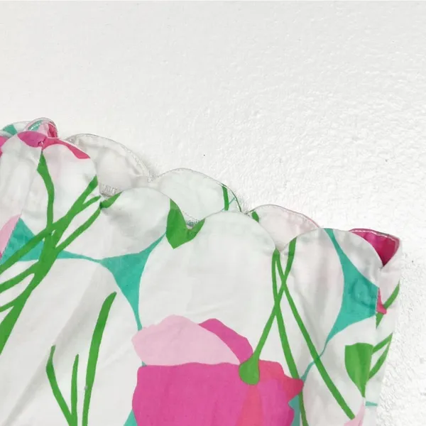 LILLY PULITZER 100% Cotton White Floral Scalloped Hem Shorts Size 0 Preppy - Image 5