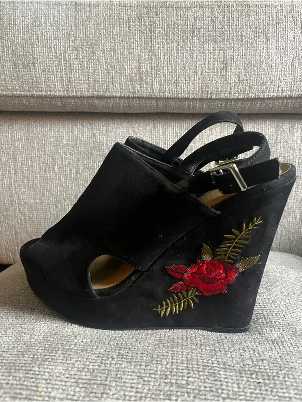 Chinese Laundry Black Suede Open-Toe Platform Slingbacks - Image 2