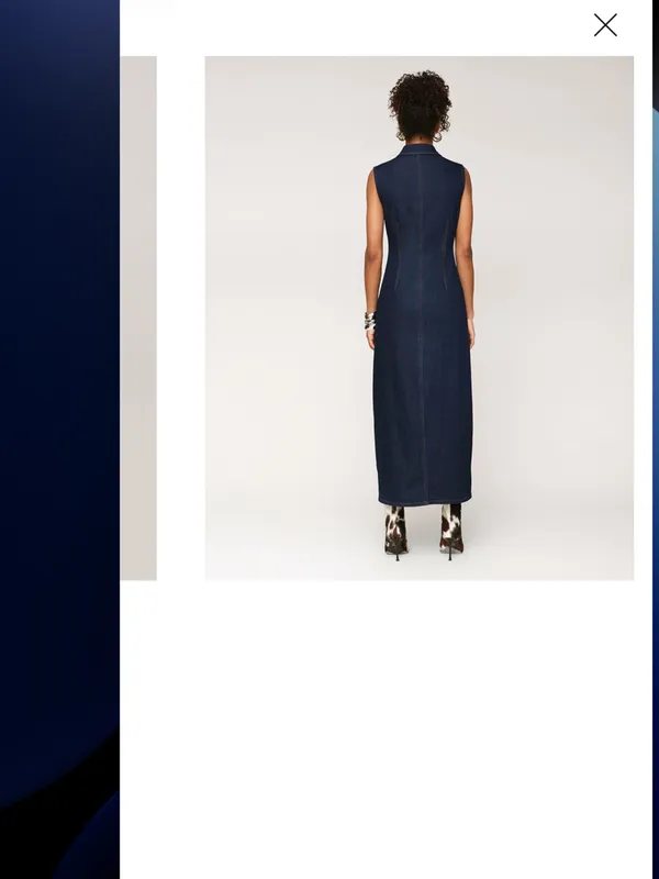 Avec Les Filles Dark Blue Denim Button-Front Maxi Dress - Image 6