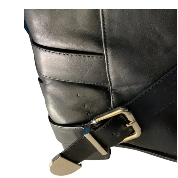 Breckelles belted boots black moto biker 7.5 comfort low heel‎ edgy comfort - Image 4
