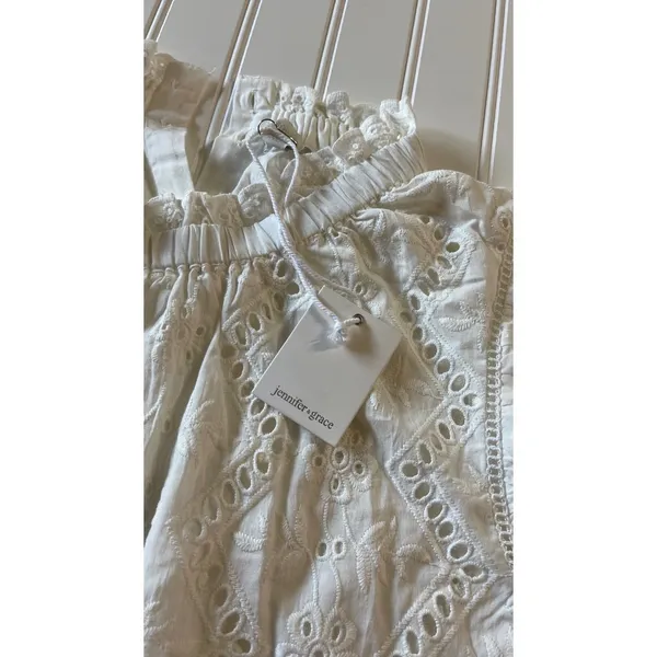Jennifer & Grace White Eyelet Blouse Embroidery Ruffle Cap‎ Sleeve XL NWT - Image 7