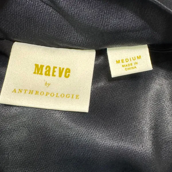 Maeve Anthropologie Black Satin Mock Neck Layered Sleeveless Blouse Medium - Image 4