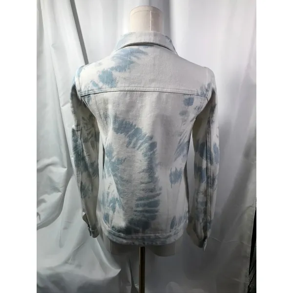 Altar'd State Blue Ivory Tie Dye‎ Denim Jacket J1283DNAS Small Cloud Wash Boho - Image 3