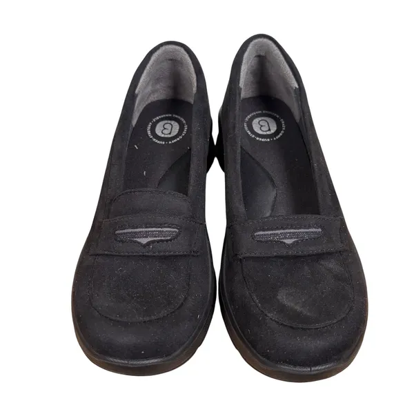 Bzees Black Fabric Penny Loafer Wedge Shoes Womens 7M Slip On Comfort Casual - Image 3