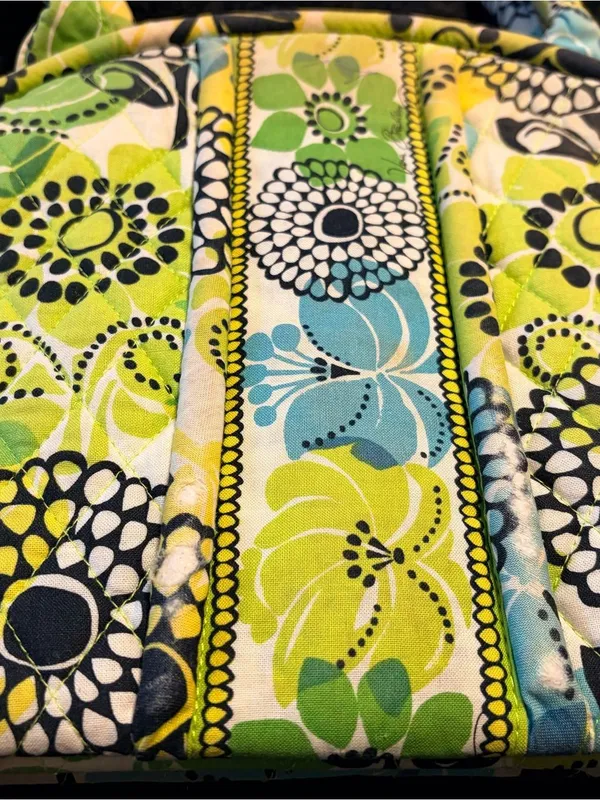 Vera Bradley Quilted Floral Dome Tote Bag in Yellow, Blue & Green - Image 4