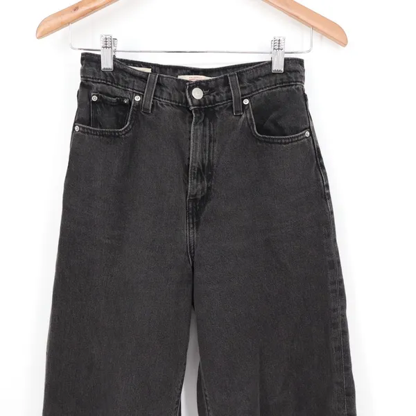 Levi's Balloon Leg Jeans Womens 25 Black Dark Wash Denim Relaxed Fit Tapered Leg - Image 4