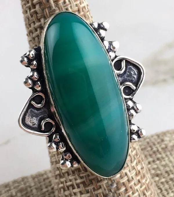 Handmade Botswana Agate Stone Ring Size 6 - Image 2