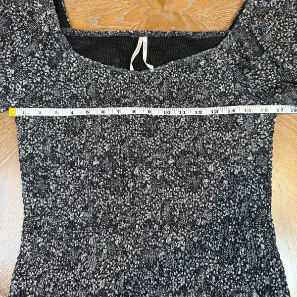 Anthropologie Aurelia Smocked Shirt Puff Short Sleeve Black White Size Large‎ - Image 7