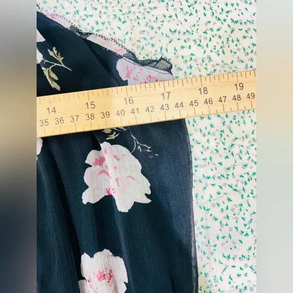 Abercrombie Fitch Dress Womens small Blue Floral Print Fit & Flare Ruffled Hem - Image 10