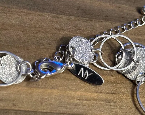 NY Collection silver ring and disk links necklace - Image 4