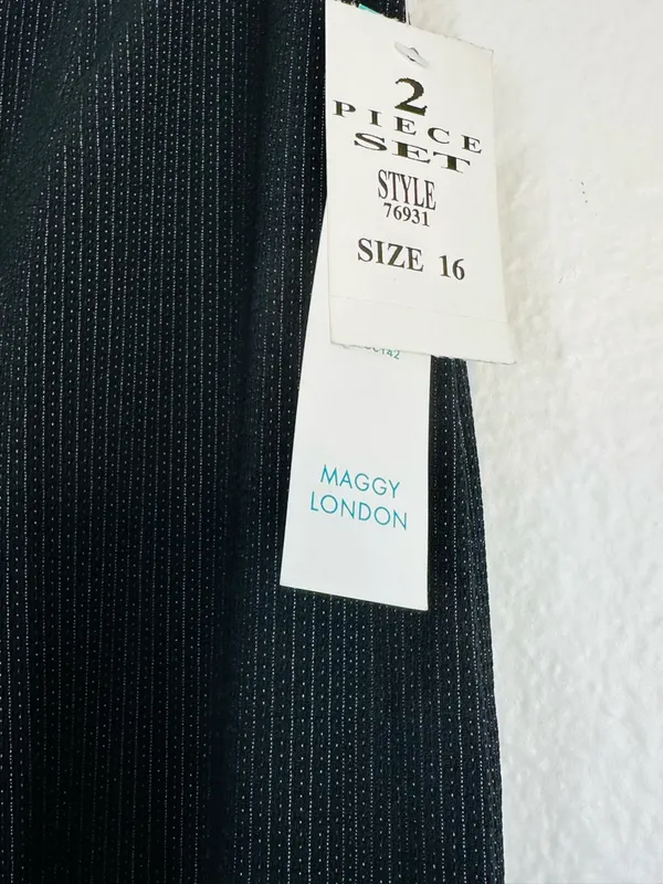 Maggy London Black Pinstripe Wide-Leg Pants - Image 7