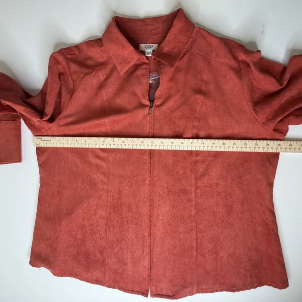 NEW Cato Faux Suede Full Zip Jacket Size 18/20W Solid Rust Autumn Western Layers - Image 9