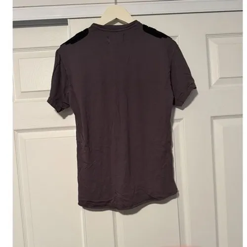 SANDRINE ROSE Women's Gray The Vintage Crew‎ Tee Shirt Embroidered Festival - Image 3