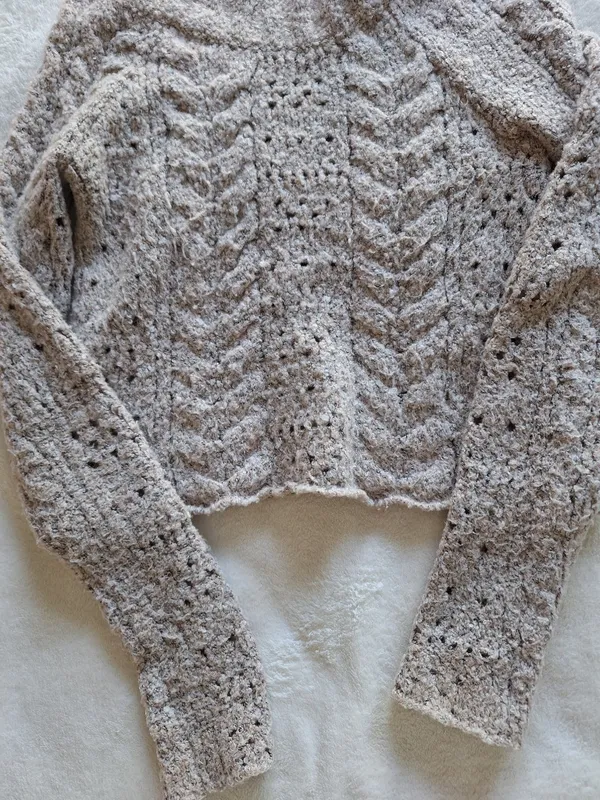Free People Avalon Boucle Knit Mock Neck Cropped Sweater M - Image 9