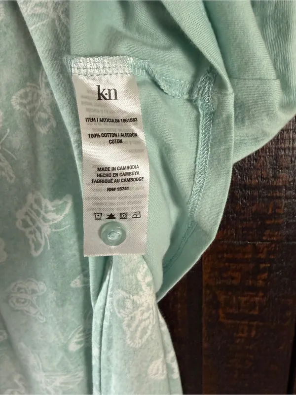 Karen Neuburger Light Turquoise Short Sleeve Pajama Set Wide Leg Capri XL - Image 6