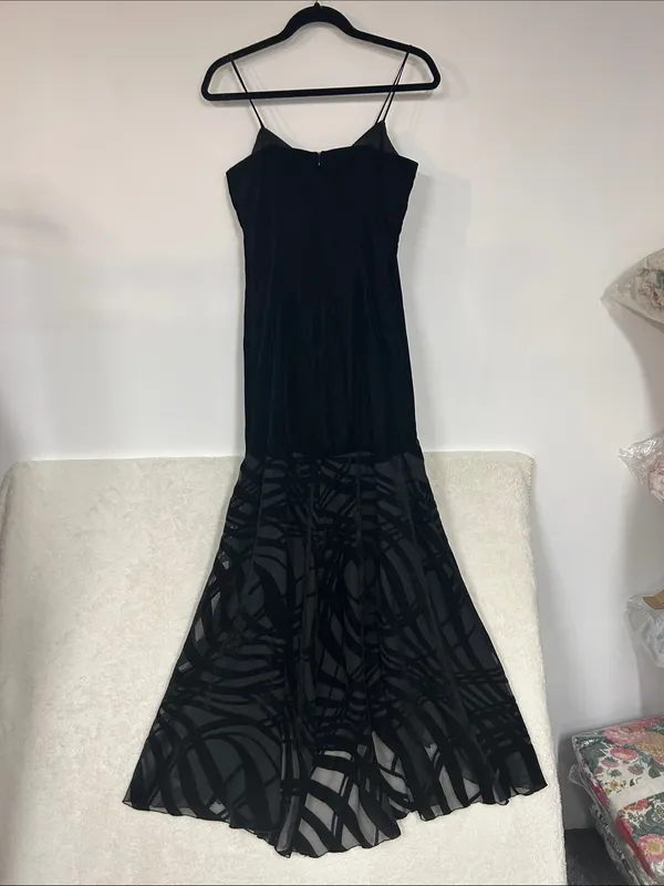 Vintage Cache Gown Dress Black Zip Up Back Spaghetti Strap Womens Size 4 - Image 3