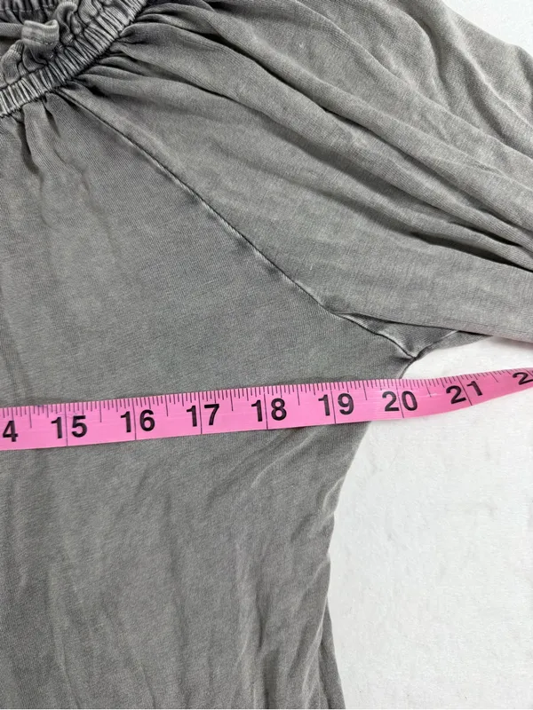 Solitaire Embroidered Peasant Blouse Gray‎ Boho Cottagecore Off Shoulder Top L - Image 5