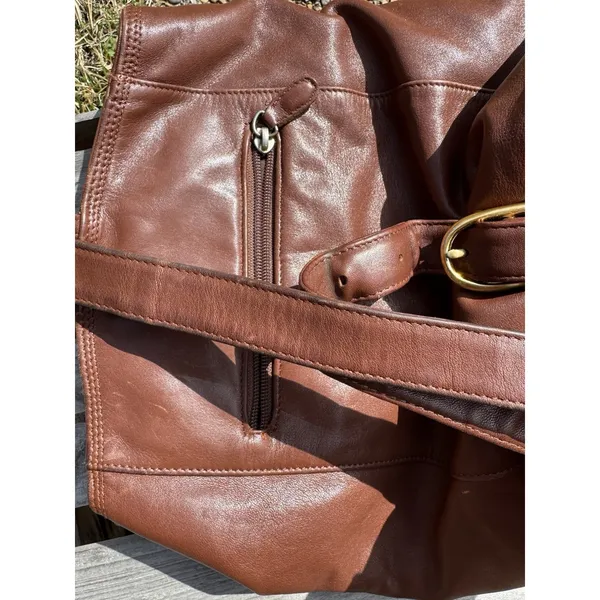 LIZ CLAIBORNE Shoulder‎ Purse Satchel Tote Leather Bucket Bag Brown Rare - Image 11