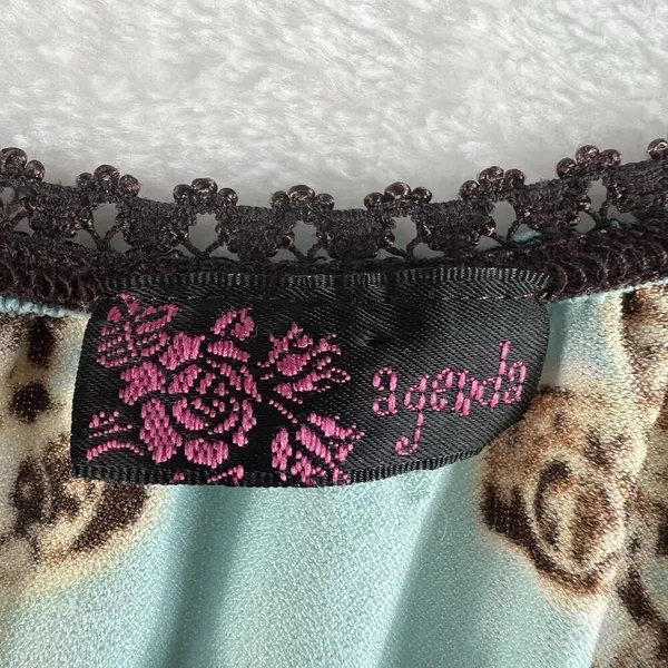 Vintage Y2K 2000's Agenda Small S Top Babydoll Lace Woodland‎ Forrest Goblincore - Image 5