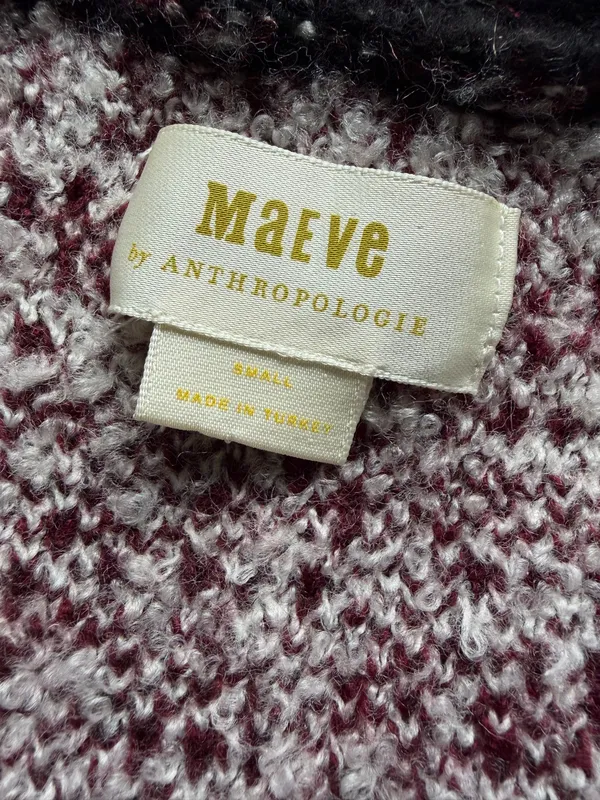 Anthropologie Maeve Burgundy and White Houndstooth Cardigan - Image 6