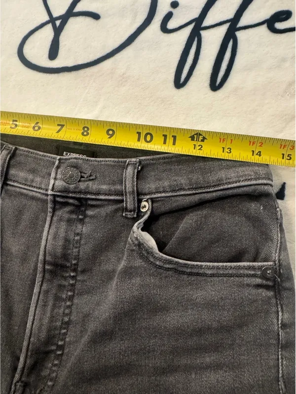 Express Black Cropped High-Waisted Wide-Leg Jeans, Size 10 - Image 6
