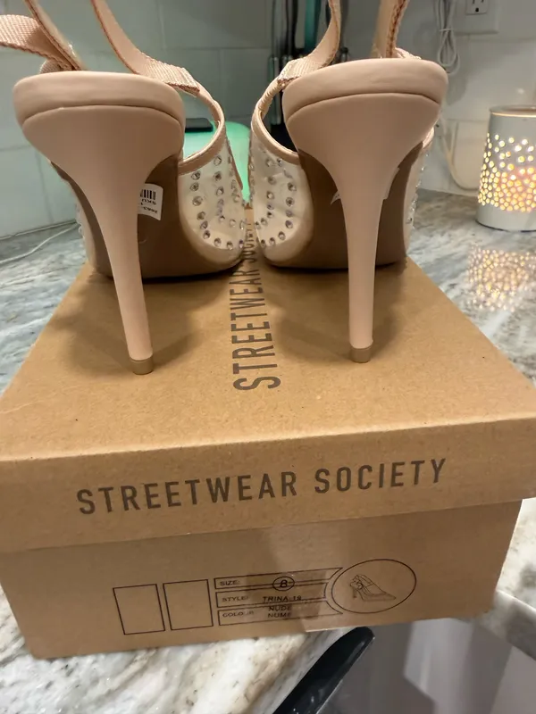 Streetwear Society New Beige Slingback Heels - Image 3