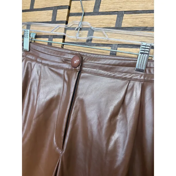 Princess Polly Brown Faux Leather Pants‎ Size 6 - Image 3