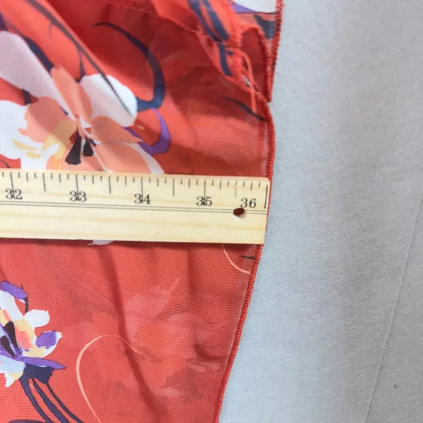 525 | Emory Park‎ Womens Large Floral Sheer Chiffon Kimono Cardigan Red Boho - Image 3