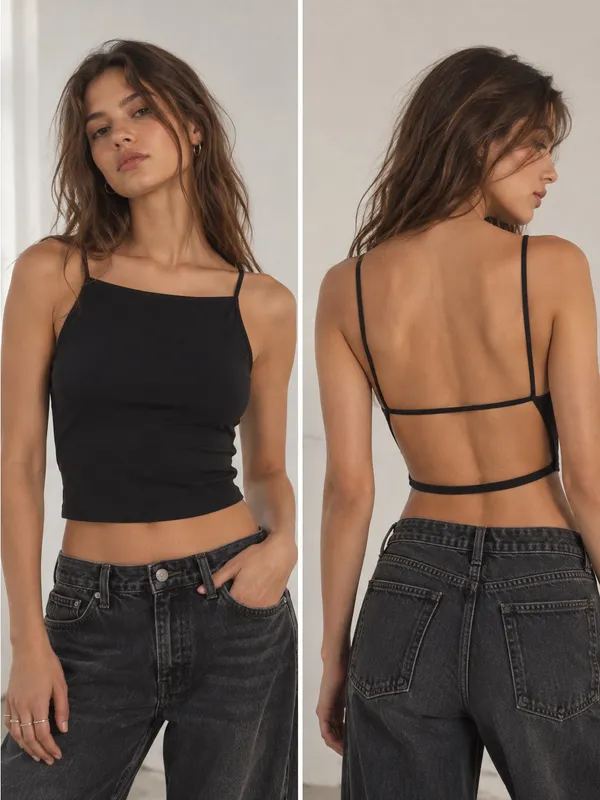 Urban Outfitters Open Back Apron Tank Top Black Medium NWOT - Image 2