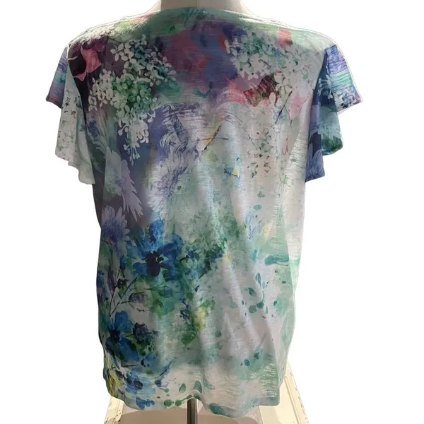 Time & True Floral V Neck Multicolor Shirt Sleeve Tee 2X NWOT - Image 4