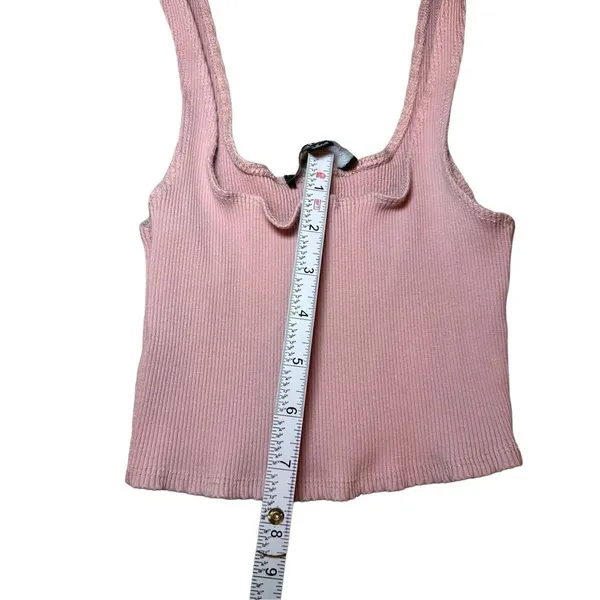 Lulu’s Pink Ribbed Crop‎ Tank Top Sz S - Image 5