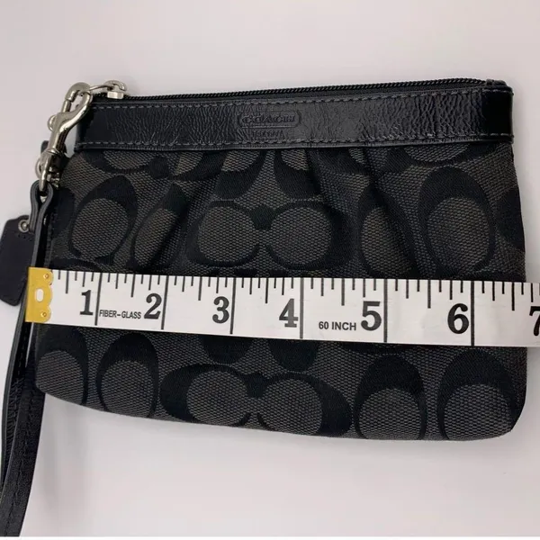 COACH Black Signature Canvas Wristlet - Image 7