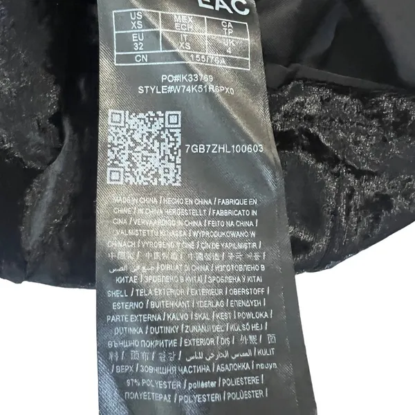 GUESS Lace Up Crushed Velvet Bodycon Mini Dress Black Gothic Grunge Size XS - Image 7